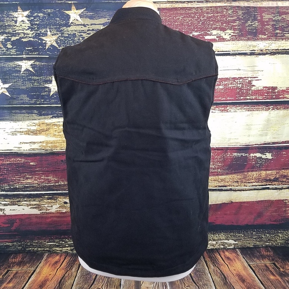 WYOMING TRADERS INSULATED MOUNTAIN CANVAS COWBOY VEST - BLACK - Picture 5 of 8
